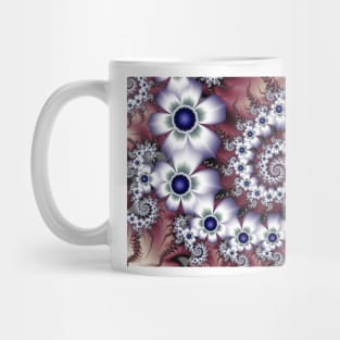 White Fractal Flowers Mug